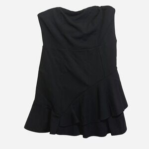 Lulus Black Strapless Ruffle Hem Fit Flare Mini Dress Size XL NEW cocktail party